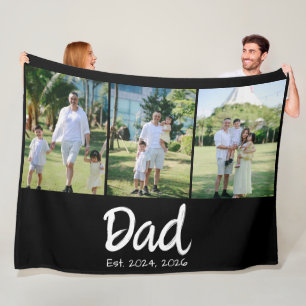Dad Established white script 3 photo Fleece Blanket