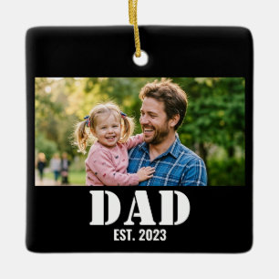 Dad Established Year Fatherhood Keepsake Ceramic Ornament