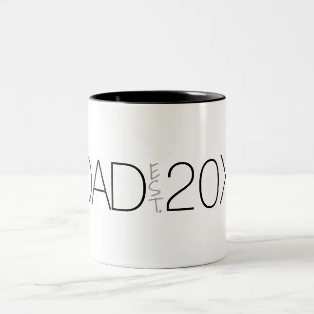 Dad Script Mug Dad Established Year Modern Script design Two-Tone Coffee Mug | Zazzle