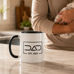 Dad Established Year Modern Typography Mug