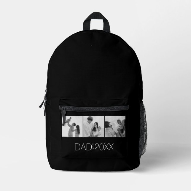 Dad Established Year Photo Gifts Modern Father Printed Backpack (Front)