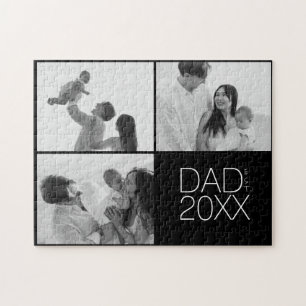 Dad Established Year Photo Gifts Modern Father’s  Jigsaw Puzzle