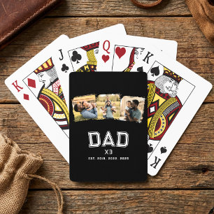 Dad Established Years Bold New Dad 3 Photo Poker Cards