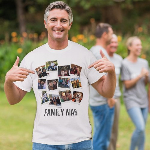 Dad Family Man Photo Collage Instant Photo Light T_Shirt