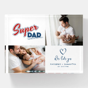 Dad Family Photo Collage Birthday Custom Paperweight