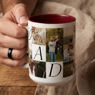 Dad Family Photo Collage Happy First Father's Day Two-Tone Coffee Mug