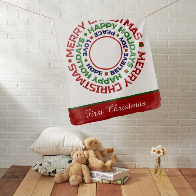 Dad Family Photo First Christmas Holidays Cute Baby Blanket (In Situ)