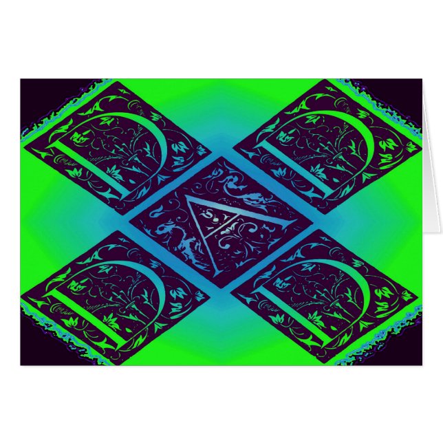 Dad Fancy Text Green Blue Background Cards (Front Horizontal)
