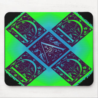 Dad Fancy Text Green Blue Background Mouse Pad