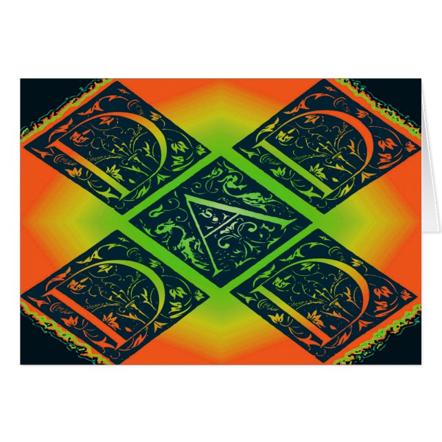 Dad Fancy Typography Pattern Black & Orange Cards (Front Horizontal)