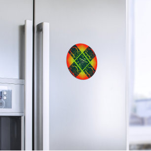 Dad Fancy Typography Pattern Black & Orange Magnet