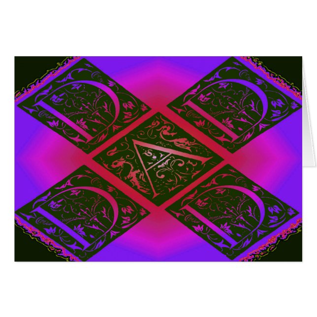 Dad Fancy Typography Pattern Black & Purple Cards (Front Horizontal)