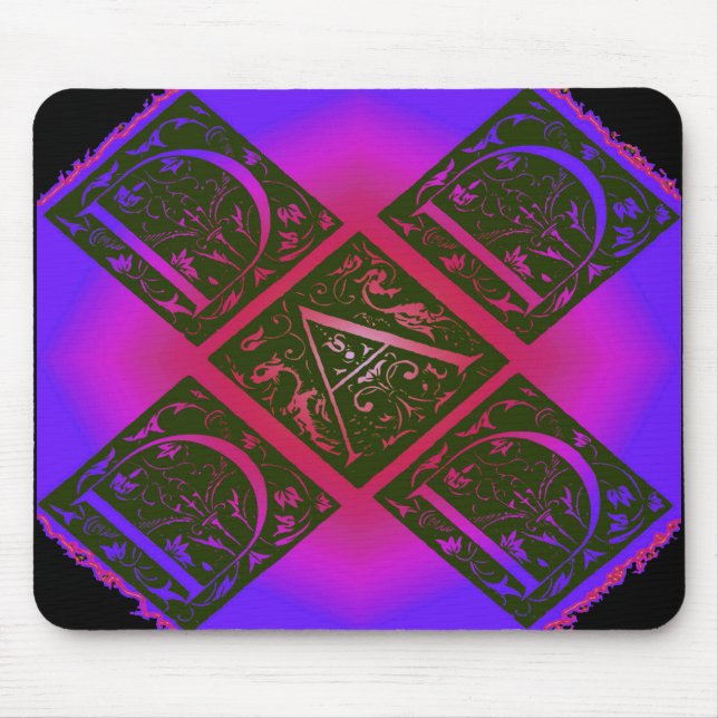 Dad Fancy Typography Pattern Black & Purple Mouse Pad (Front)