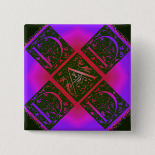 Dad Fancy Typography Pattern Black & Purple Pinback Button
