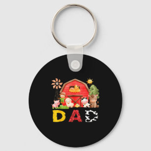 Dad Farm Cow Birthday Boy Matching Family Matching Keychain
