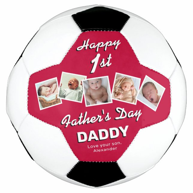 Dad Father Photo Collage Soccer Ball (Front)