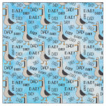 Dad Fathers Day Blue Comic Seagull Calling Dad Fabric