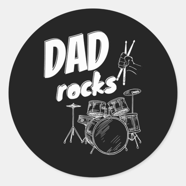 Dad Father's Day Drum Kit Drums Music  Classic Round Sticker (Front)