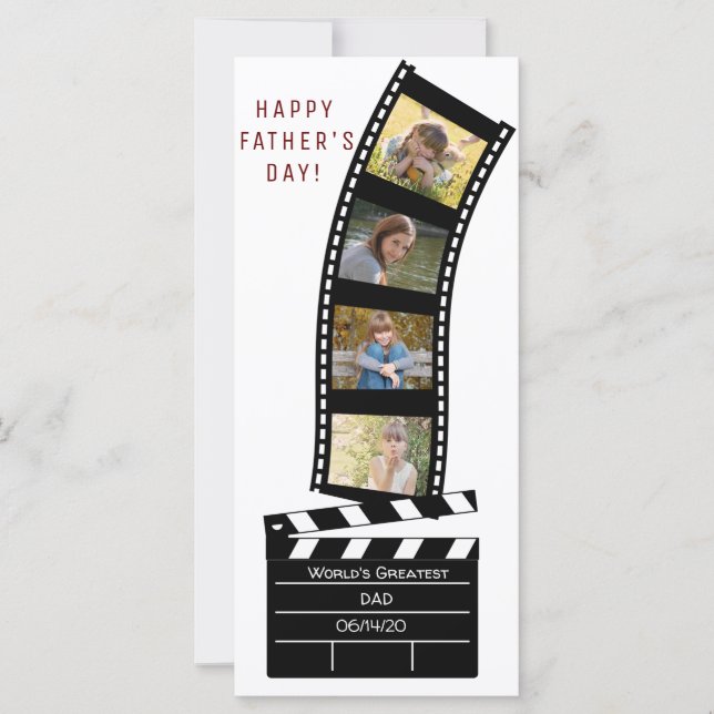 Dad Father's Day Film Four Photo Collage Card (Front)