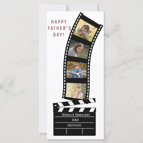 Dad Fathers Day Film Four Photo Collage Card