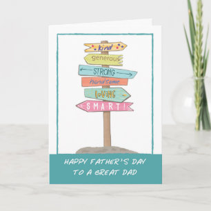 Dad Fathers Day Fun Sign Good Qualities Amazing Card