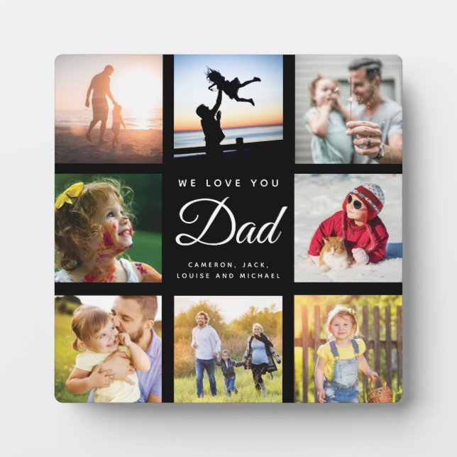 Dad Fathers Day Modern Instagram Family Photo Plaque (Front)