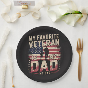 Dad Father's Day My Favorite Veteran Paper Plates