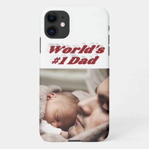 Dad Fathers Day Photo burgundy text  iPhone 11 Case