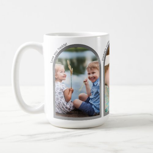 Dad  Fathers Day Photo Collage  Text Modern Arch Coffee Mug