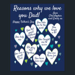 Dad Fathers Day Reasons We Love Gift Poster<br><div class="desc">A fabulous gift for Dad (or any grandparent) from the children. Tell him reasons why you love him. Fully editable poster that makes a wonderful unique and personal gift. A birthday,  father's day gift or special Christmas present that any daughter or son would love to give.</div>
