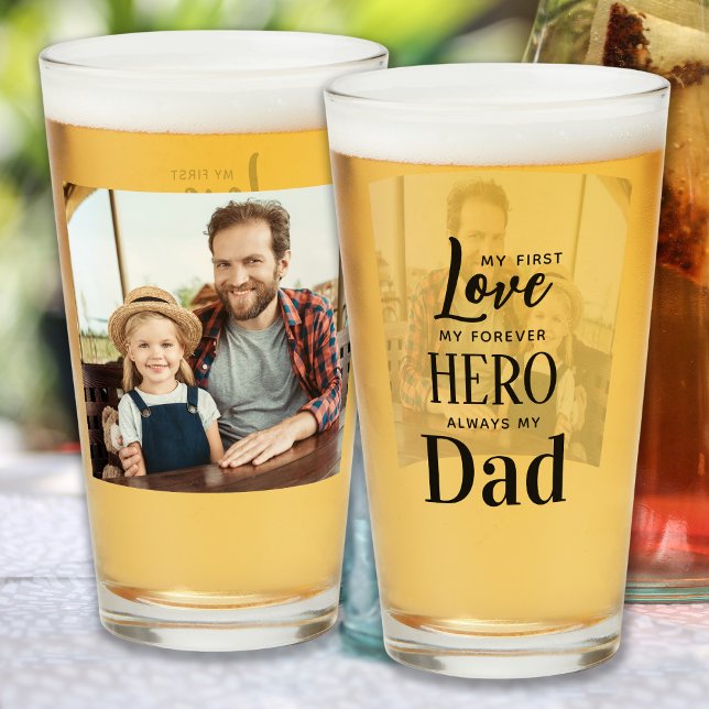 Dad First Love Forever Hero Personalized Photo  Glass (Creator Uploaded)