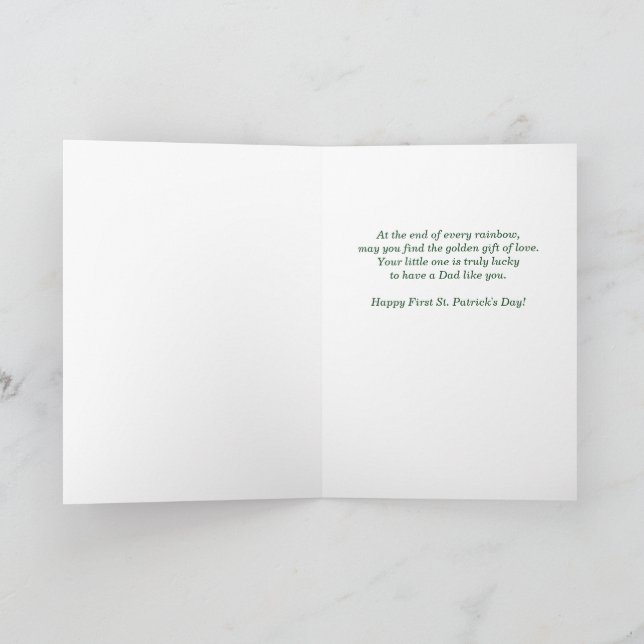 Dad First St Patricks Day Woodland Deer Rainbow Card (Inside)