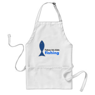 Dad Fishes with Kids Adult Apron