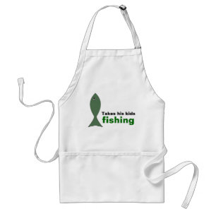 Dad Fishes with Kids Adult Apron