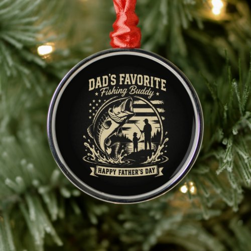 Dad Fishing Buddy Metal Ornament