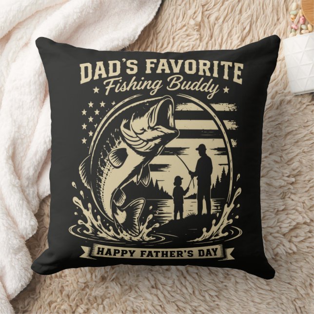 Dad Fishing Buddy Throw Pillow (Blanket)