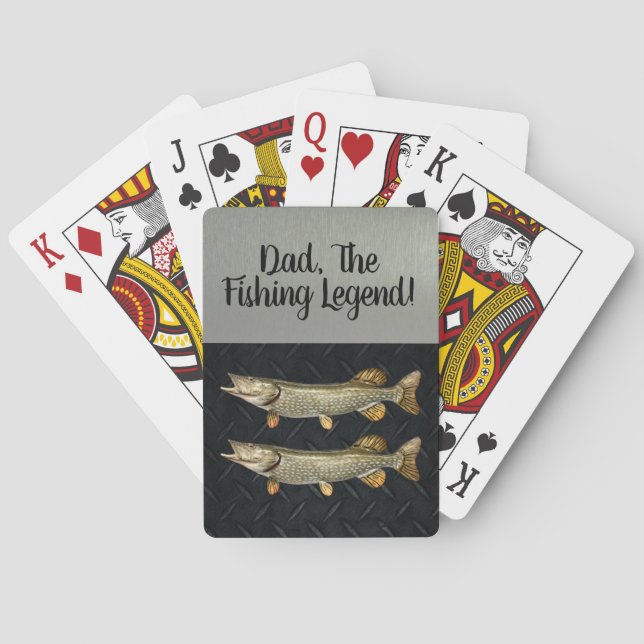 Dad Fishing Legend Northern Pike Fisherman Poker Cards (Back)