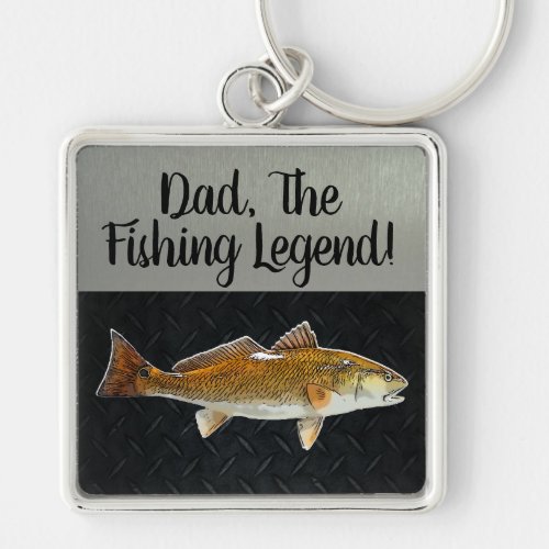 Dad Fishing Legend Redfish Fisherman  Angler Keychain