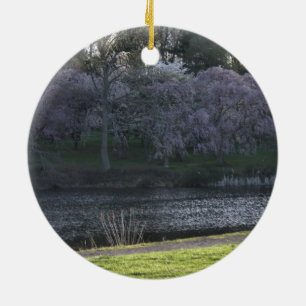 Dad Fishing Reversible Pond Pink Trees PHOTOS Ceramic Ornament