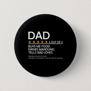 Dad Five Star Review Dad 5 Star Review Fathers Day Button