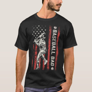 Dad Flag Gifts Dad Men Baseball Fathers Day T-Shirt