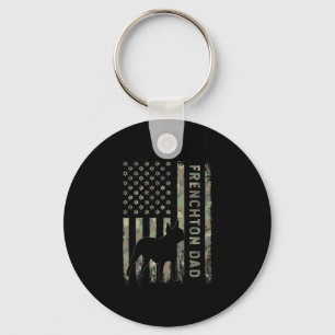 Dad French Bulldog Boston Terrier Camo Usa Flag Keychain