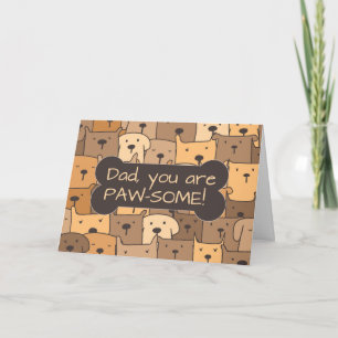 Dad From All of Us Funny Birthday Cute Dogs Pun Card