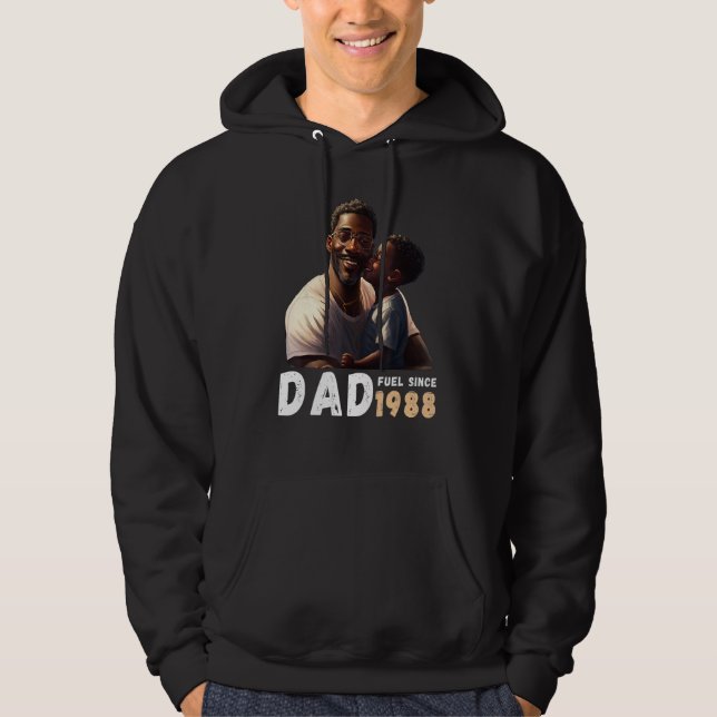 Dad Fuel Since 1988 Quote Black King Magic Fathers Hoodie (Front)