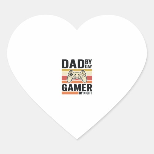 Dad Gamer Vintage Controller T-Shirt Design_1 Heart Sticker