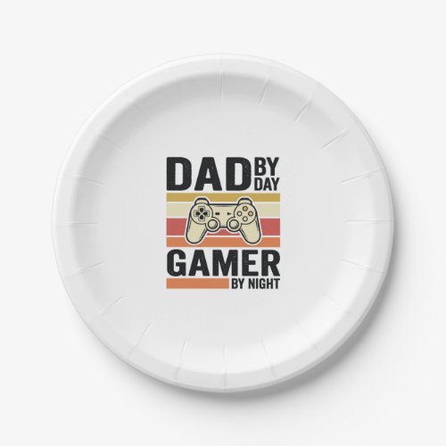 Dad Gamer Vintage Controller T-Shirt Design_1 Paper Plates