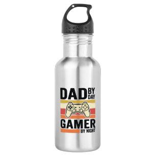 Dad Gamer Vintage Controller T-Shirt Design_1 Stainless Steel Water Bottle