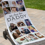 Dad Gift 15 Photo Collage Beach Towel<br><div class="desc">Personalized father's day gift beach towel featuring a fresh white background that can be changed to any color,  15 family photos,  the text "we love you daddy",  and the childrens names.</div>