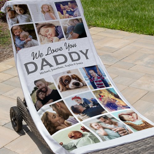 Dad Gift 15 Photo Collage Beach Towel