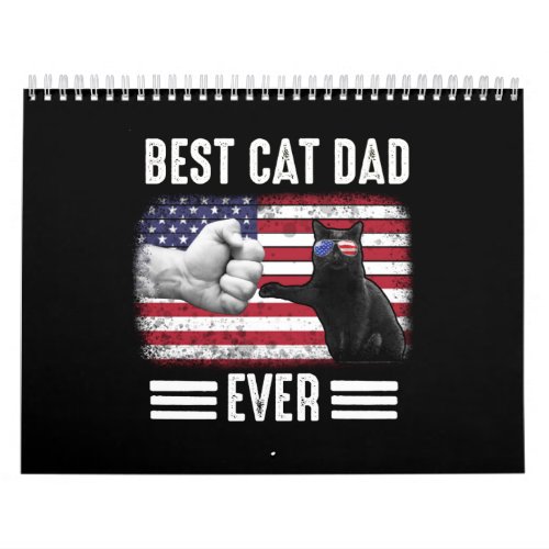 Dad Gift  Best Cat Dad Ever Flag USA Calendar